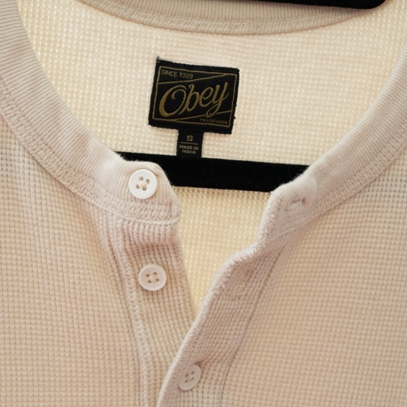 Obey waffle knit Henley - off white - Picture 4 of 6